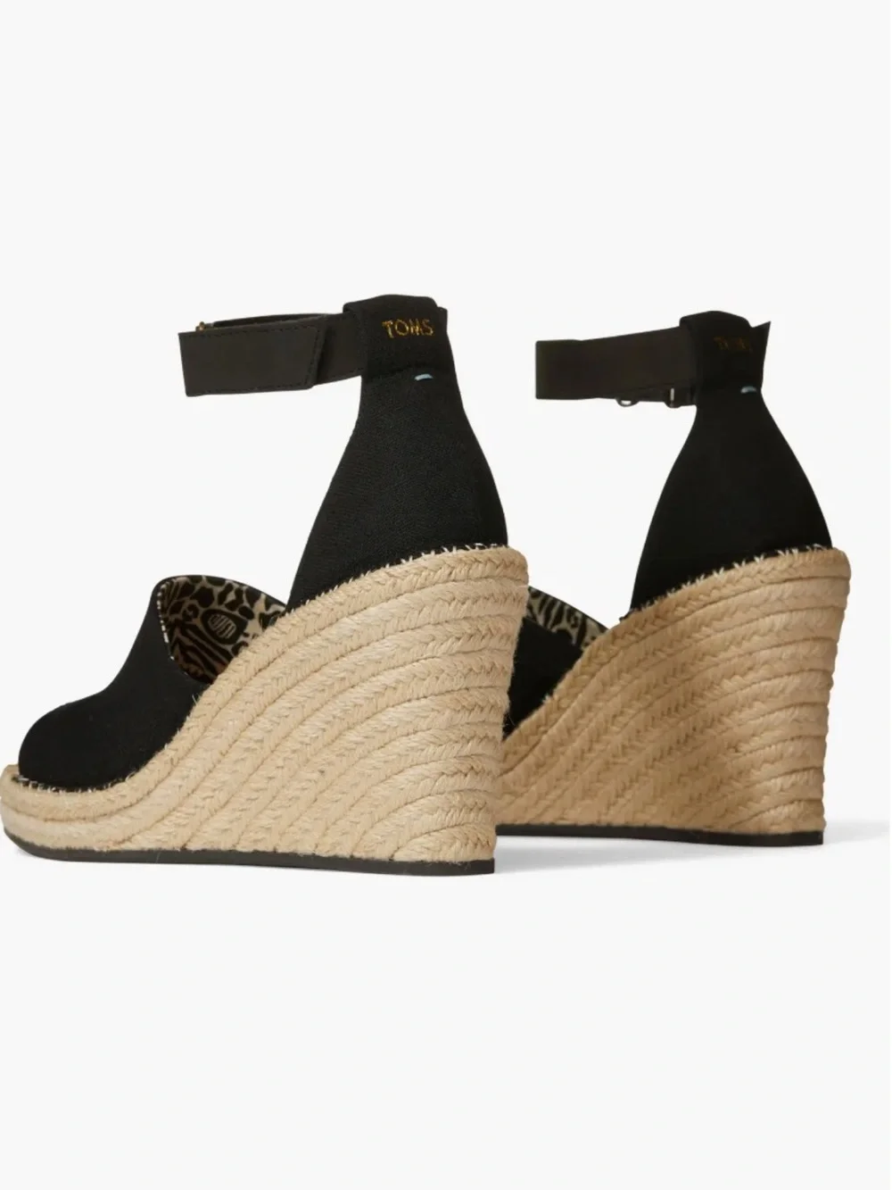 TOMS Marisol Espadrille Black Wedge Sandals 2371 Size 8
